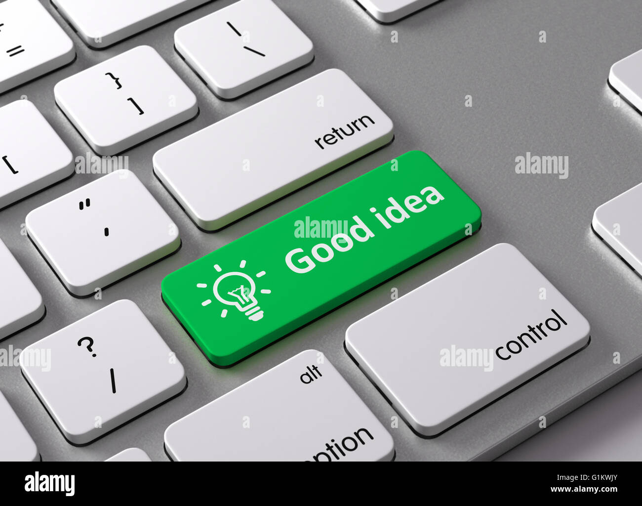 Eine Tastatur mit einem grünen Knopf gute Idee Stockfoto