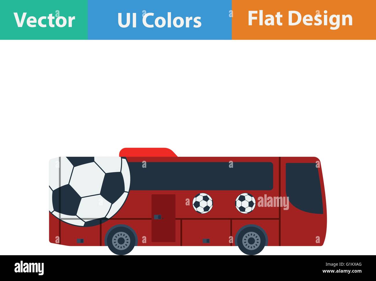 Fußball-Fan-Bus-Symbol. Flache Bauweise in Ui-Farben. Vektor-Illustration. Stock Vektor