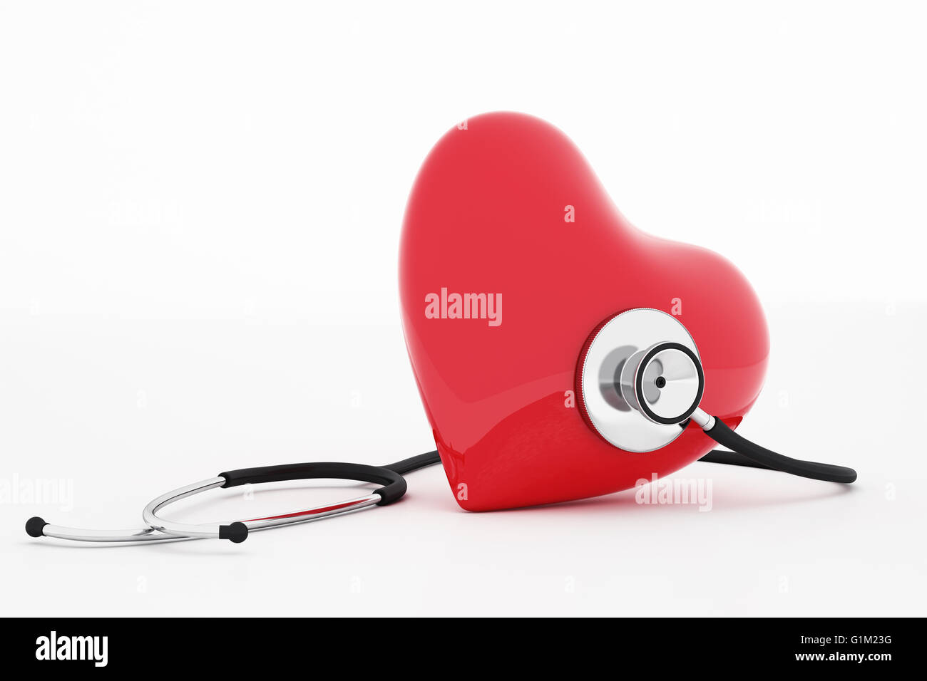 3D-Rendering Stethoskop und Herz Stockfoto