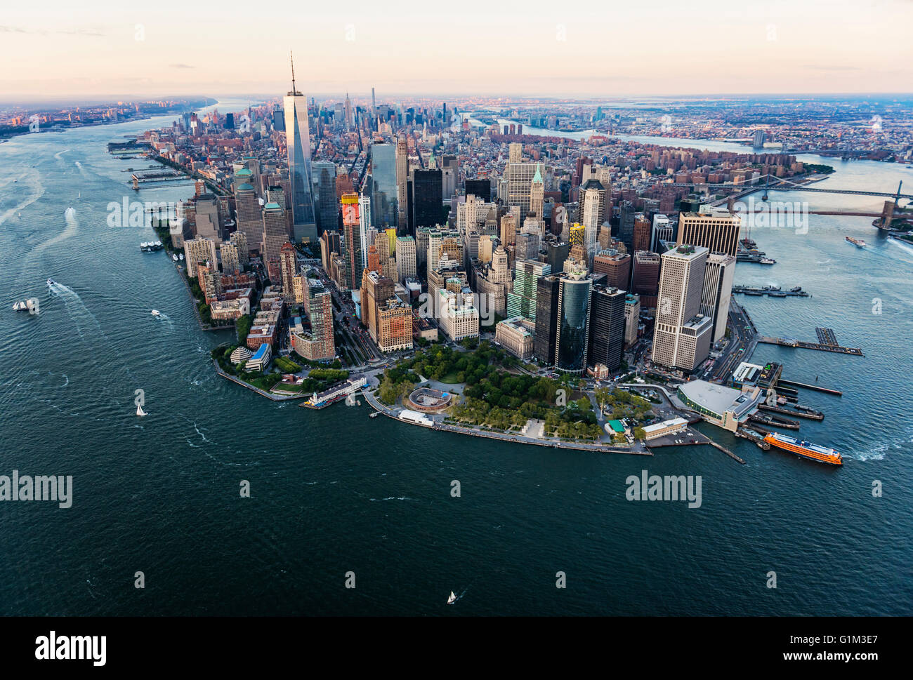 Luftaufnahme des Stadtbild von New York, New York, Vereinigte Staaten von Amerika Stockfoto