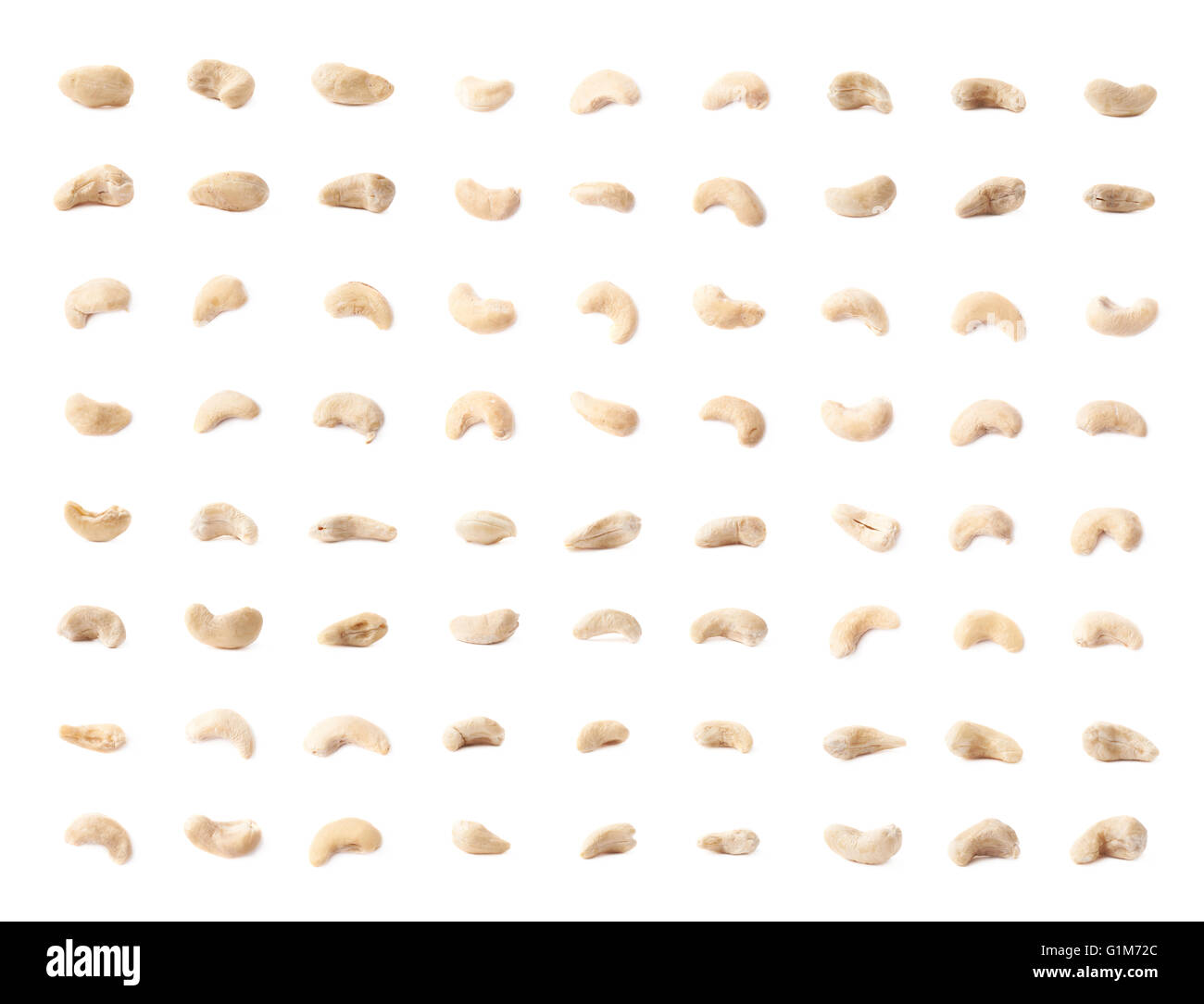 Einzelne Cashew-Nüssen, isoliert Stockfoto