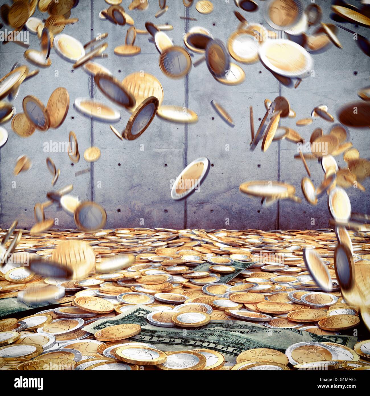 Regen von Geld Stockfoto