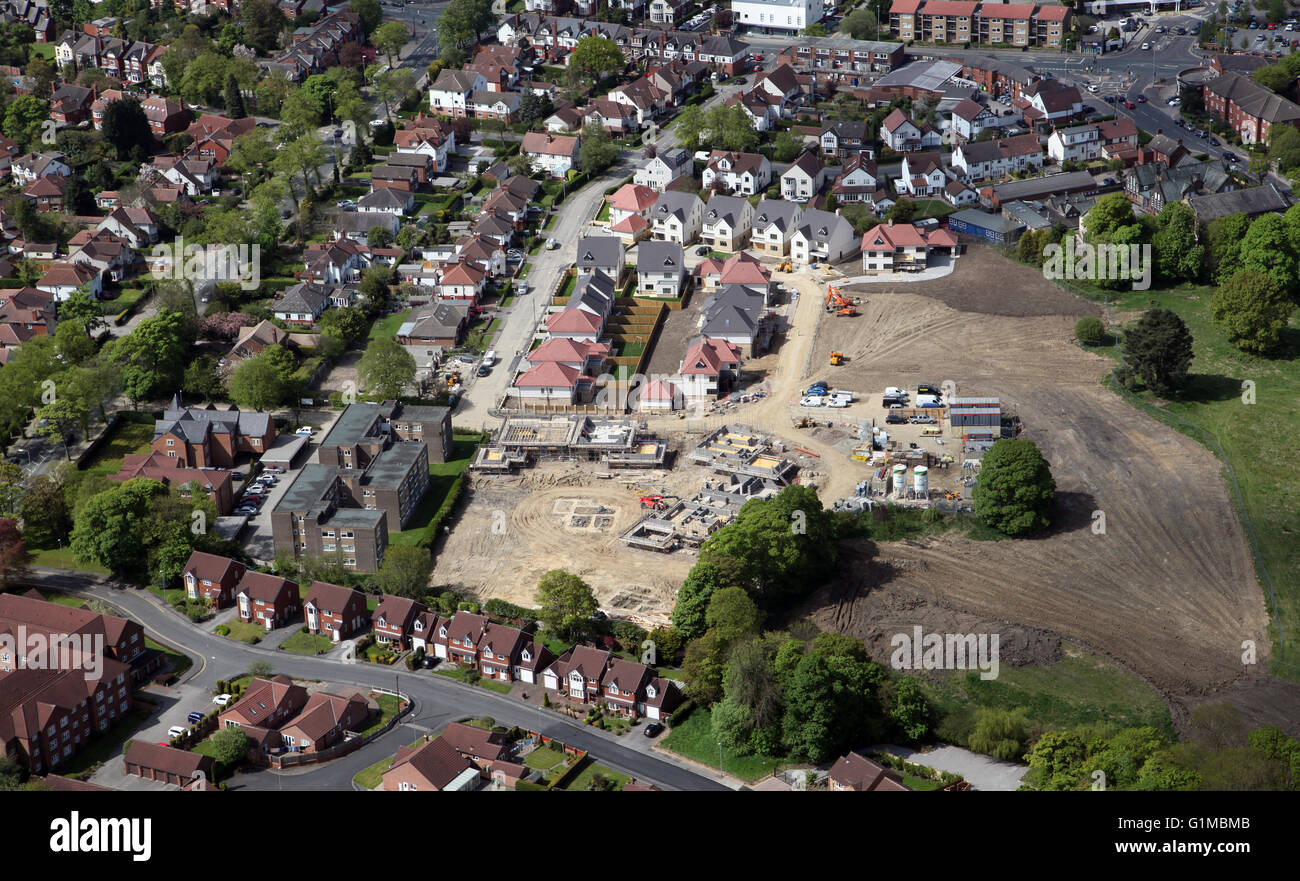 Luftaufnahme von einer neuen Wohnsiedlung in North Leeds, West Yorkshire, Großbritannien Stockfoto