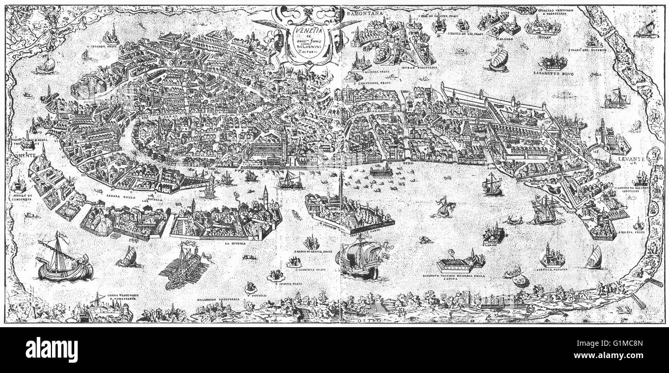 Venedig: Venedig im 16. Jahrhundert, 1930 Vintage Karte Stockfoto