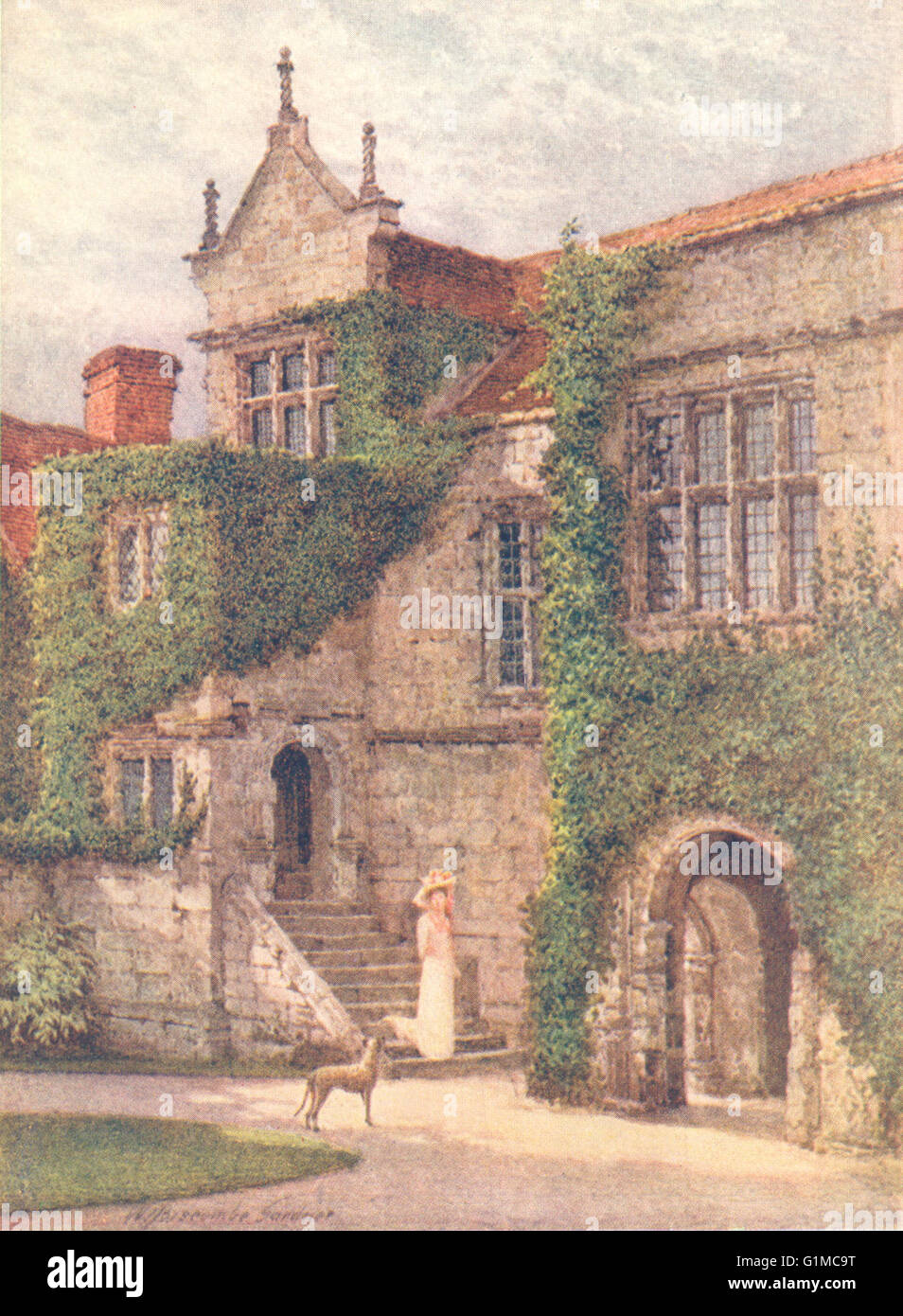 KENT: Linker Flügel des alten Palastes Erzbischöfe, Maidstone, antique print 1907 Stockfoto