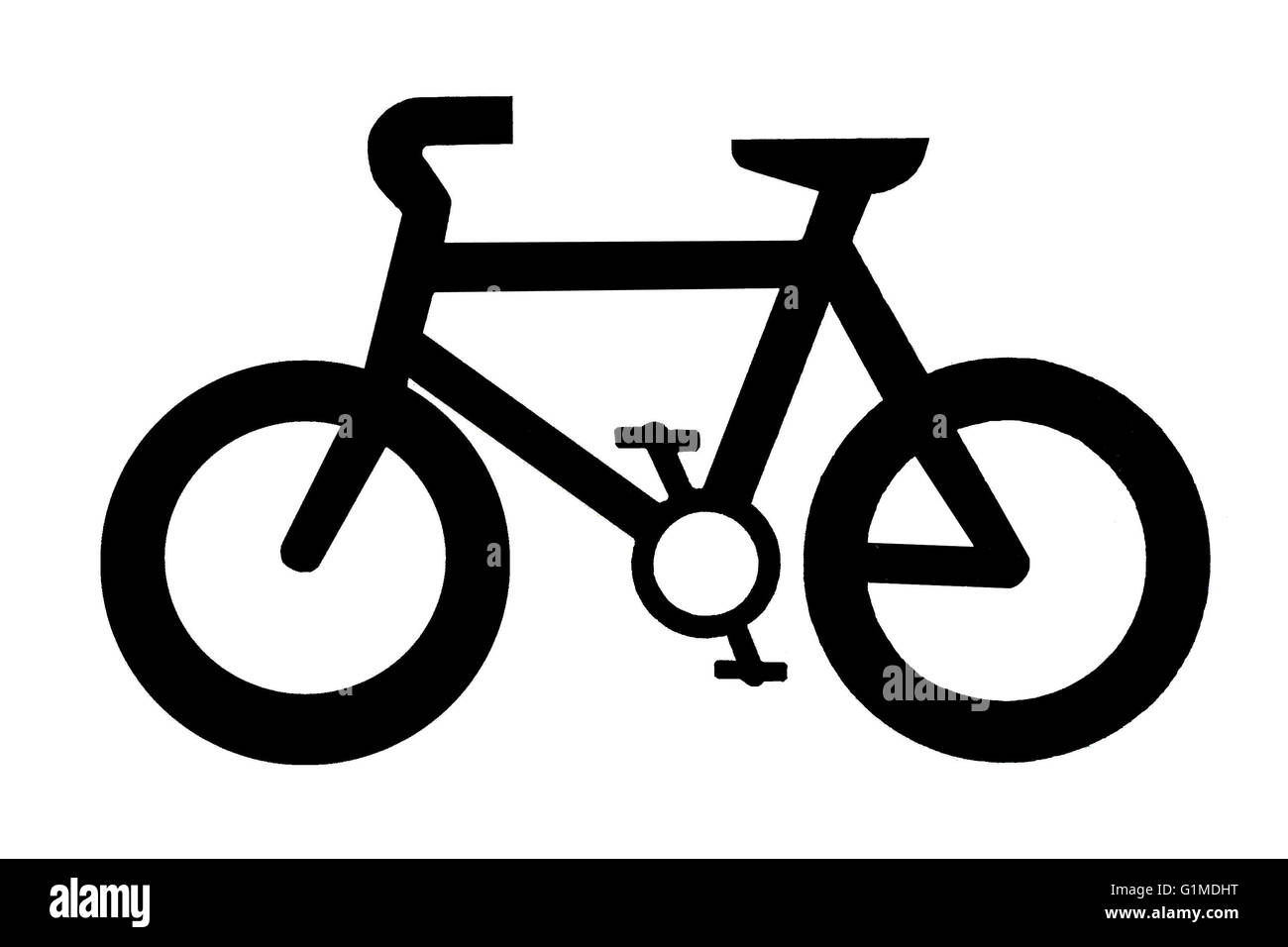 Isolierte Silhouette eines Fahrrades für Schilder oder Informationen Stockfoto