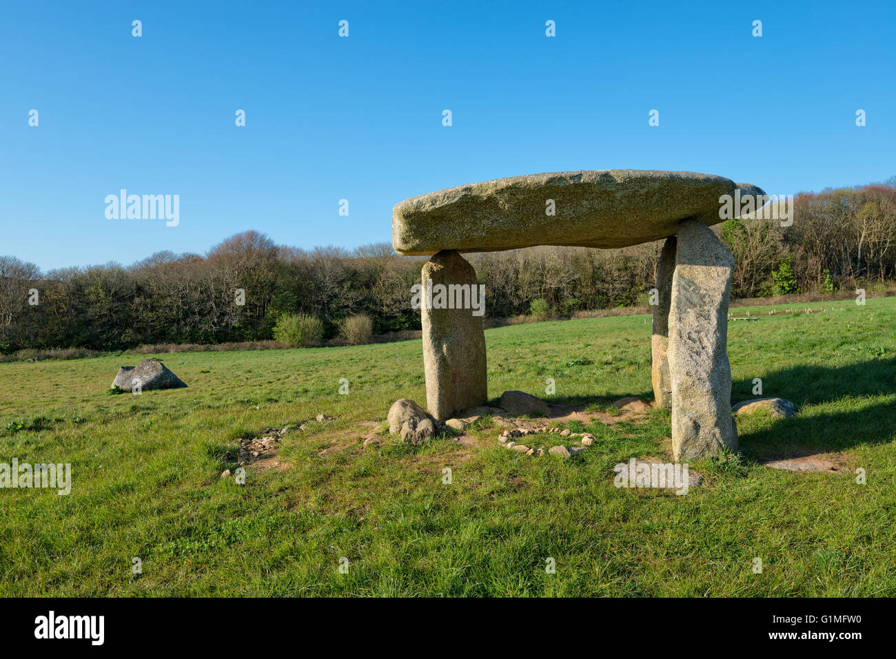 Carwynnen Quoit einer alten neolithischen Dolmen in der Nähe von Camborne in Cornwall Stockfoto