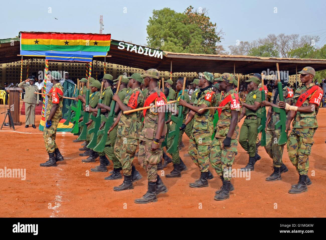 Ghana, Civil Defense Forces marching Parade in Ghana Independence Day