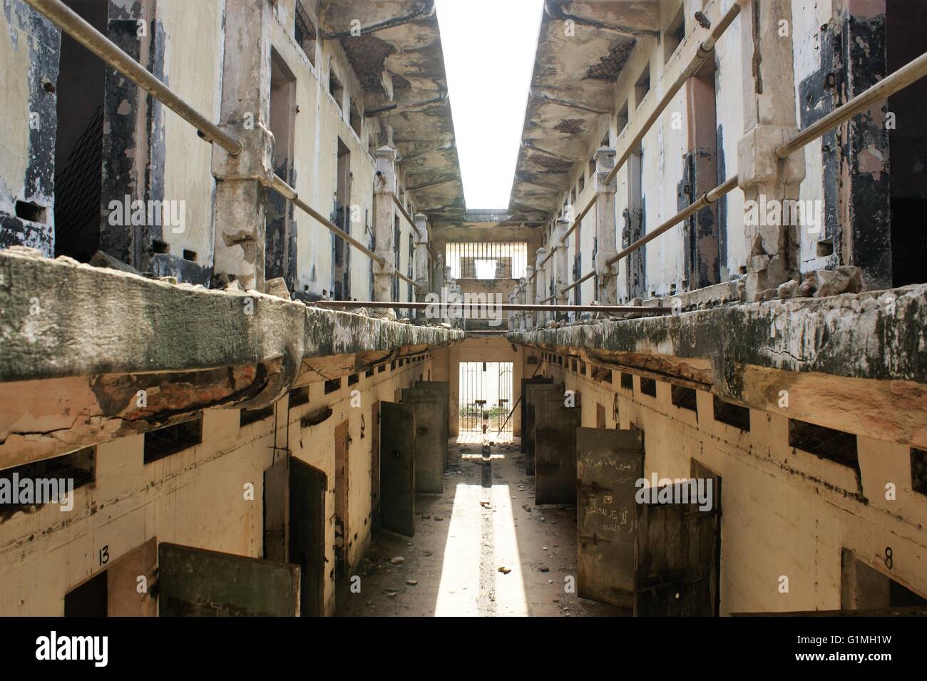 Ghana, Fort Ussher, Fort von Trans Atlantic Slave Sklavenhandel, Accra in Westafrika, alten Gefängnis Teil. Gefängnis-Trakt Stockfoto