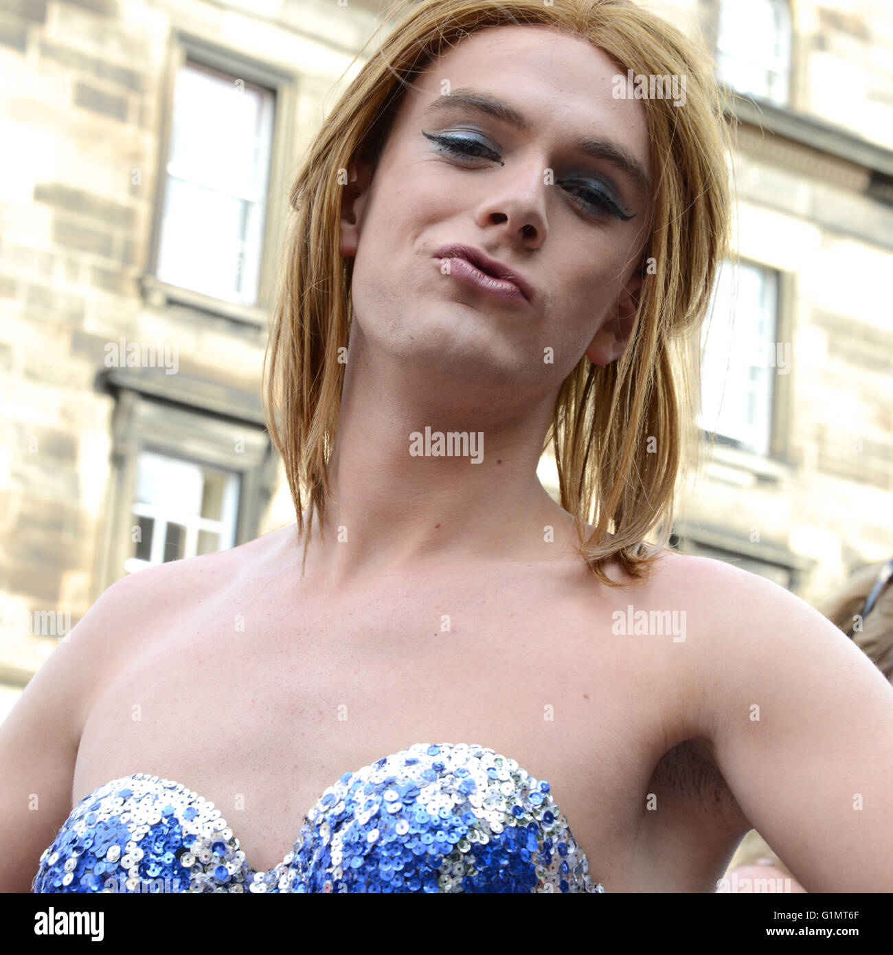 Straßenkünstler in Edinburgh Fringe Festival, Schottland, Großbritannien Stockfoto