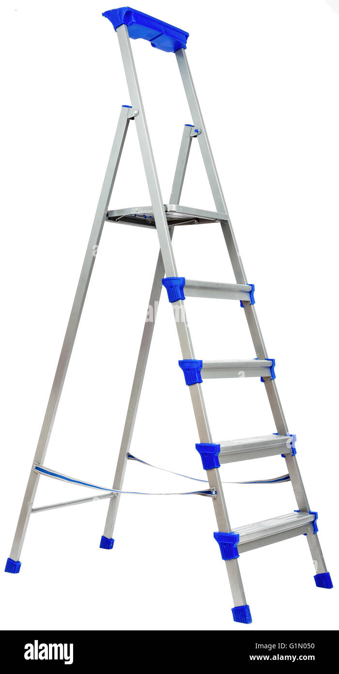 Metallleiter mit blauen Kunststoff-Elemente Stockfoto