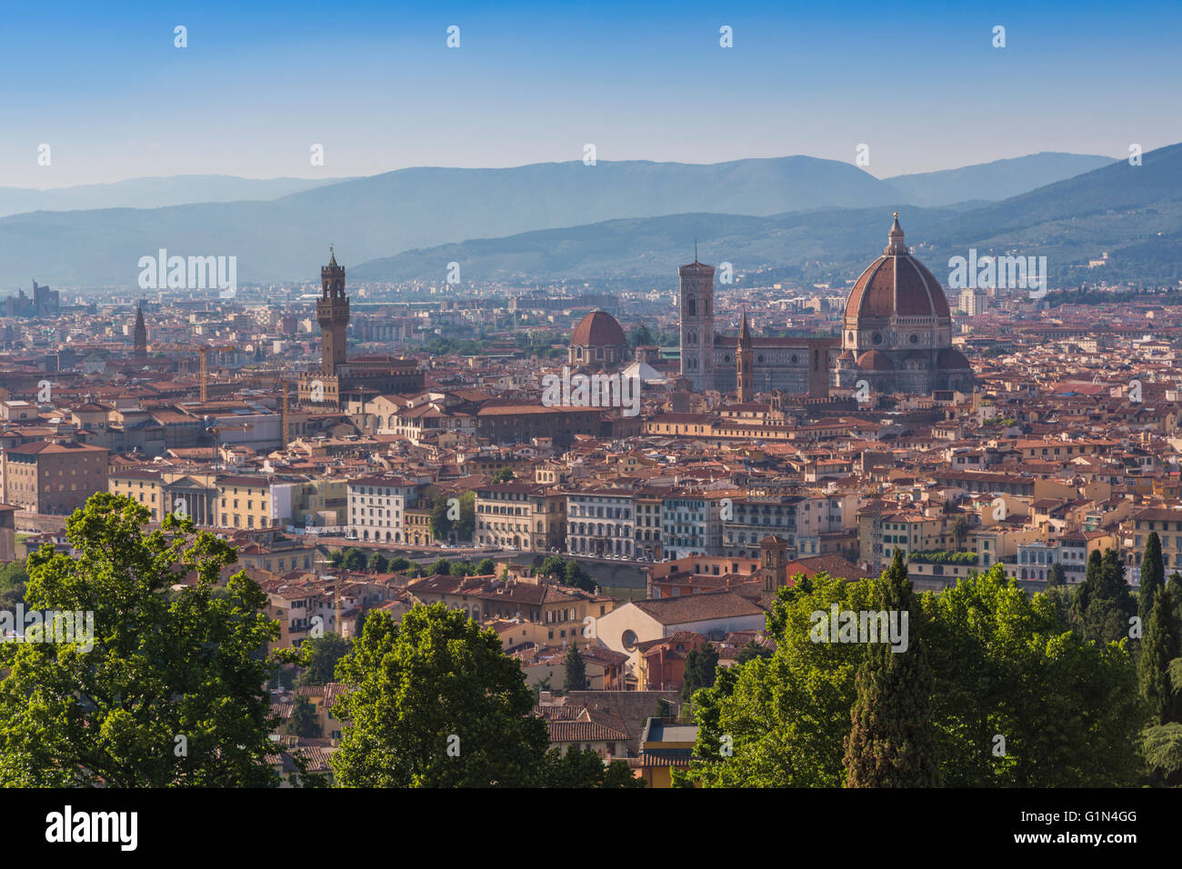 Florenz, Provinz Florenz, Toskana, Italien.  Gesamtansicht des Stadtzentrums Stockfoto