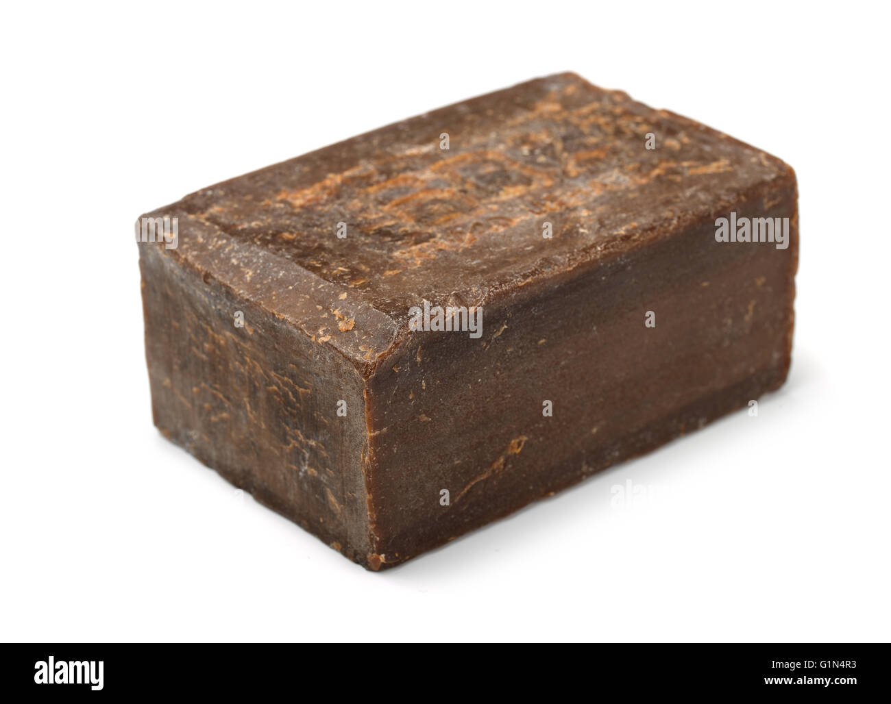 Alten natürliche Seife, isoliert auf weiss Stockfoto