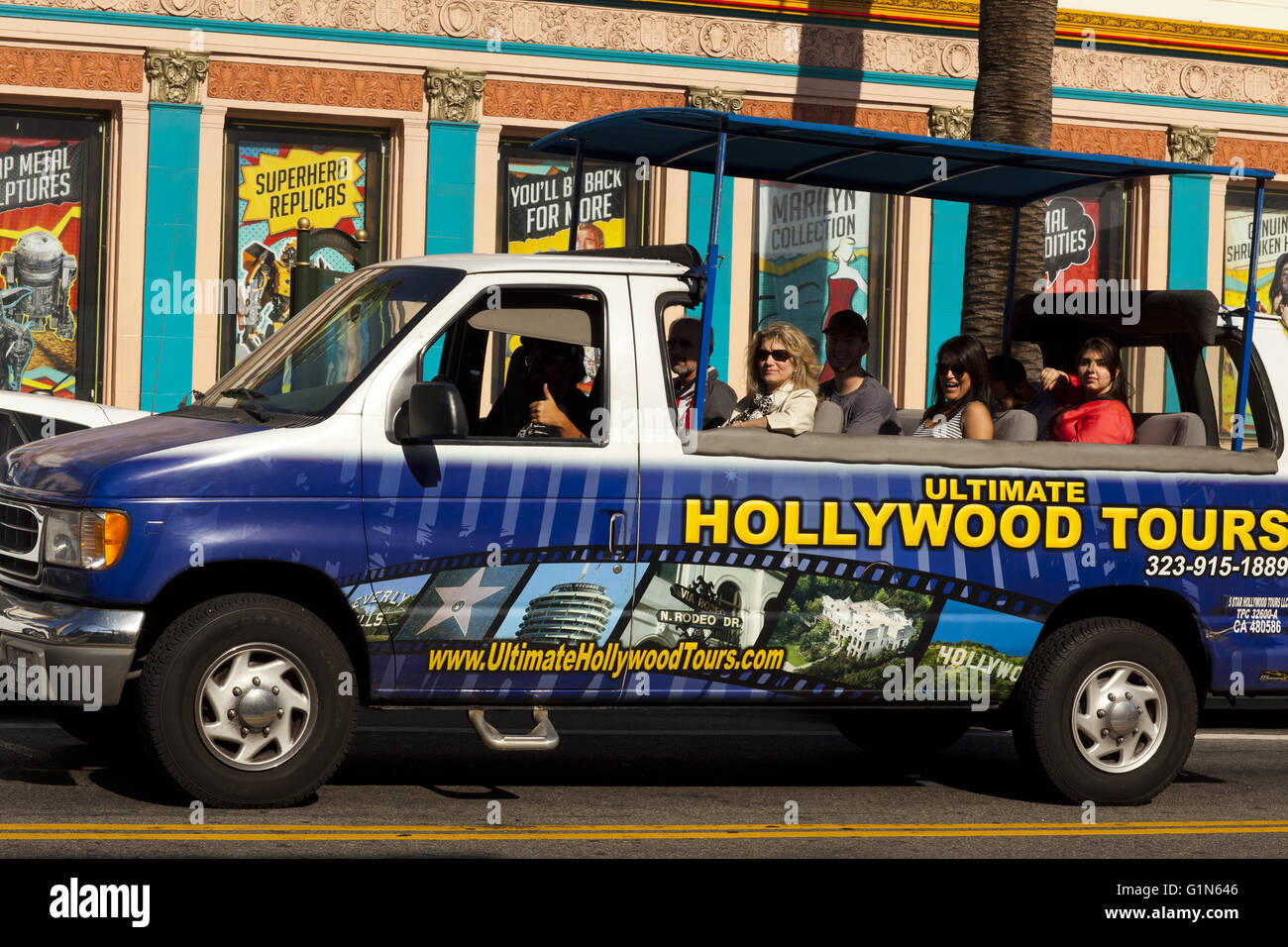 Sightseeing-van, Hollywood Boulevard, Los Angeles, Kalifornien, USA Stockfoto