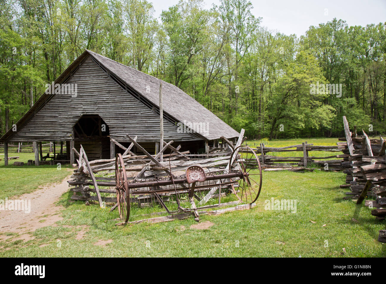 Great Smoky Mountains Nationalpark, North Carolina - Berg-Bauernmuseum. Stockfoto