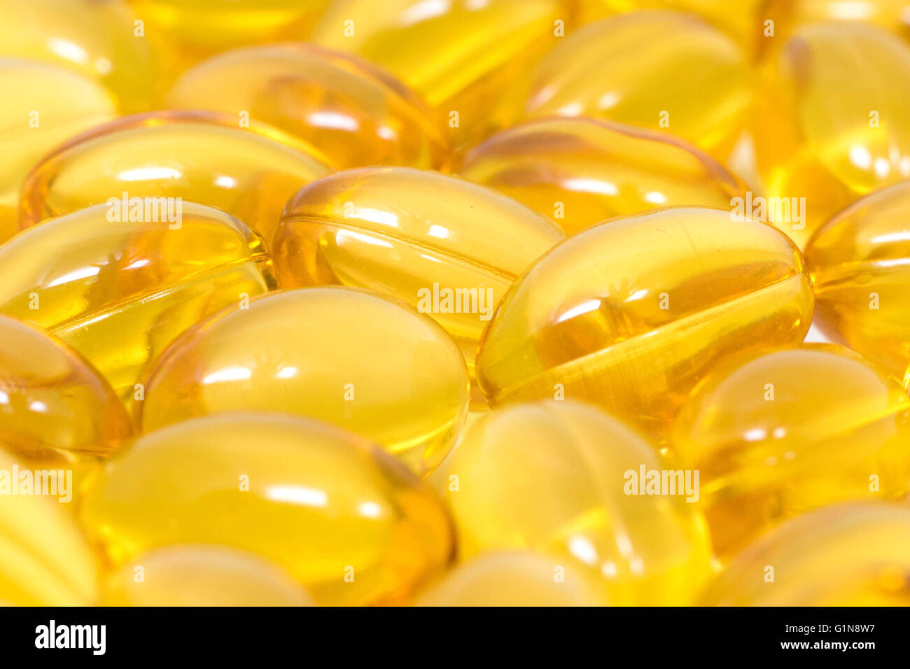 Omega-3 soft Gel Kapseln Closeup Hintergrund Stockfoto