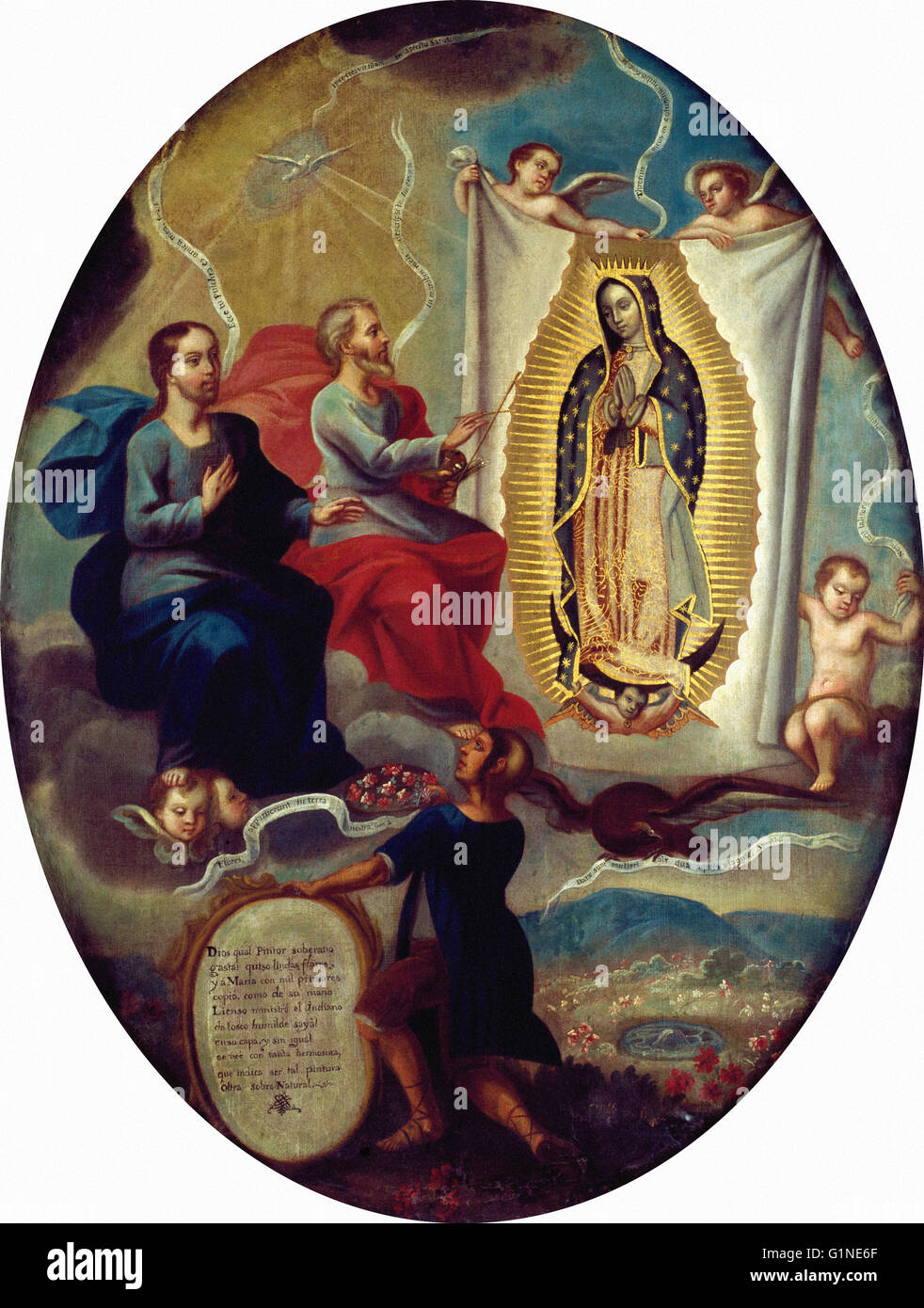 Joaquin Villegas - der ewige Vater Gemälde der Jungfrau von Guadalupe - Museo Nacional de Arte de Mexico zugeschrieben Stockfoto