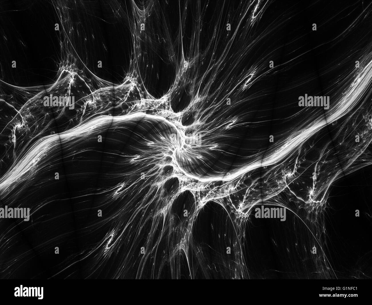 Energie Fraktale schwarz und weiß, Computer generiert abstrakte Intensität Karte Stockfoto