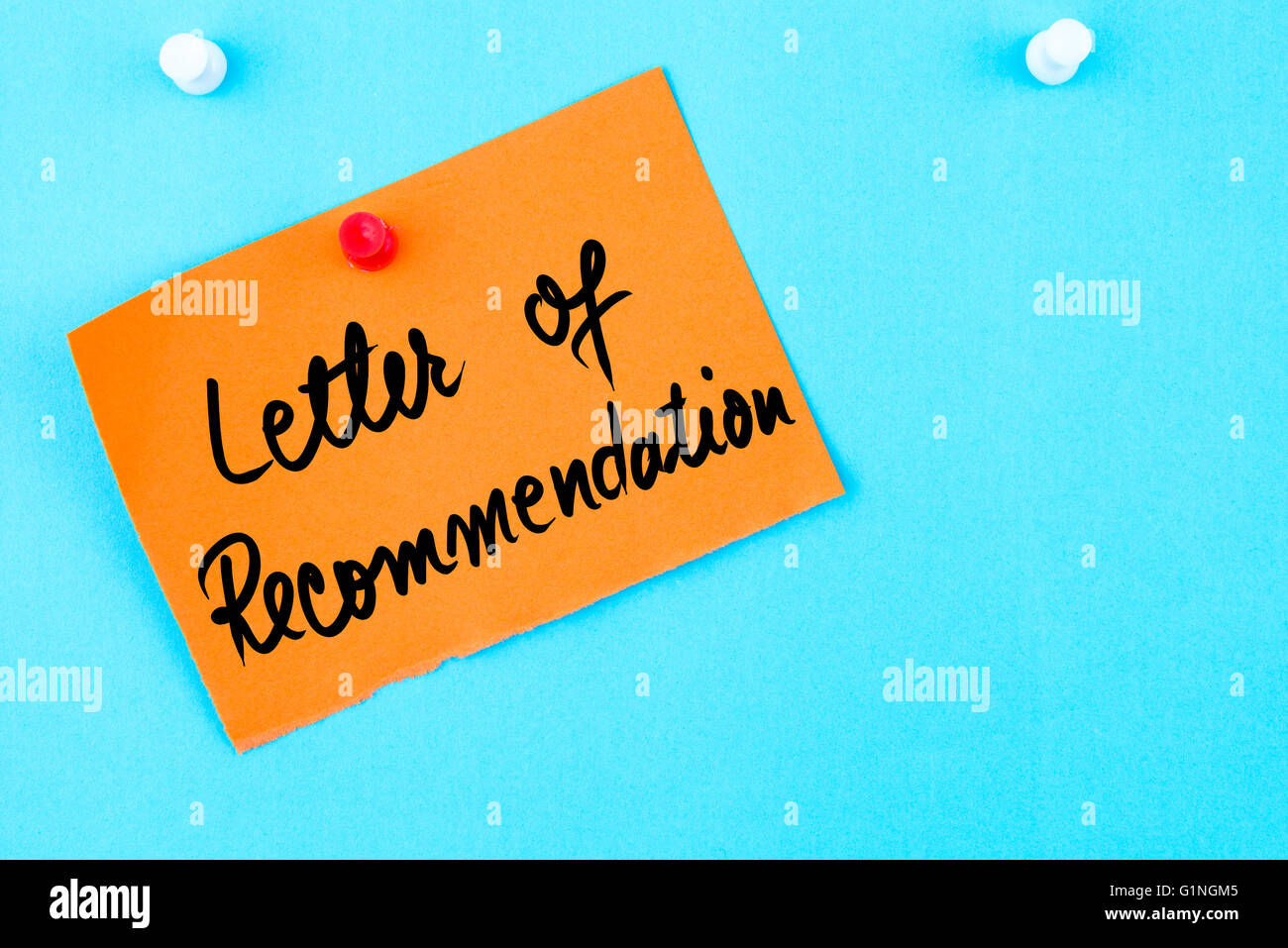 letter of recommendation geschrieben am orange papier schuldbrief mit letter of recommendation