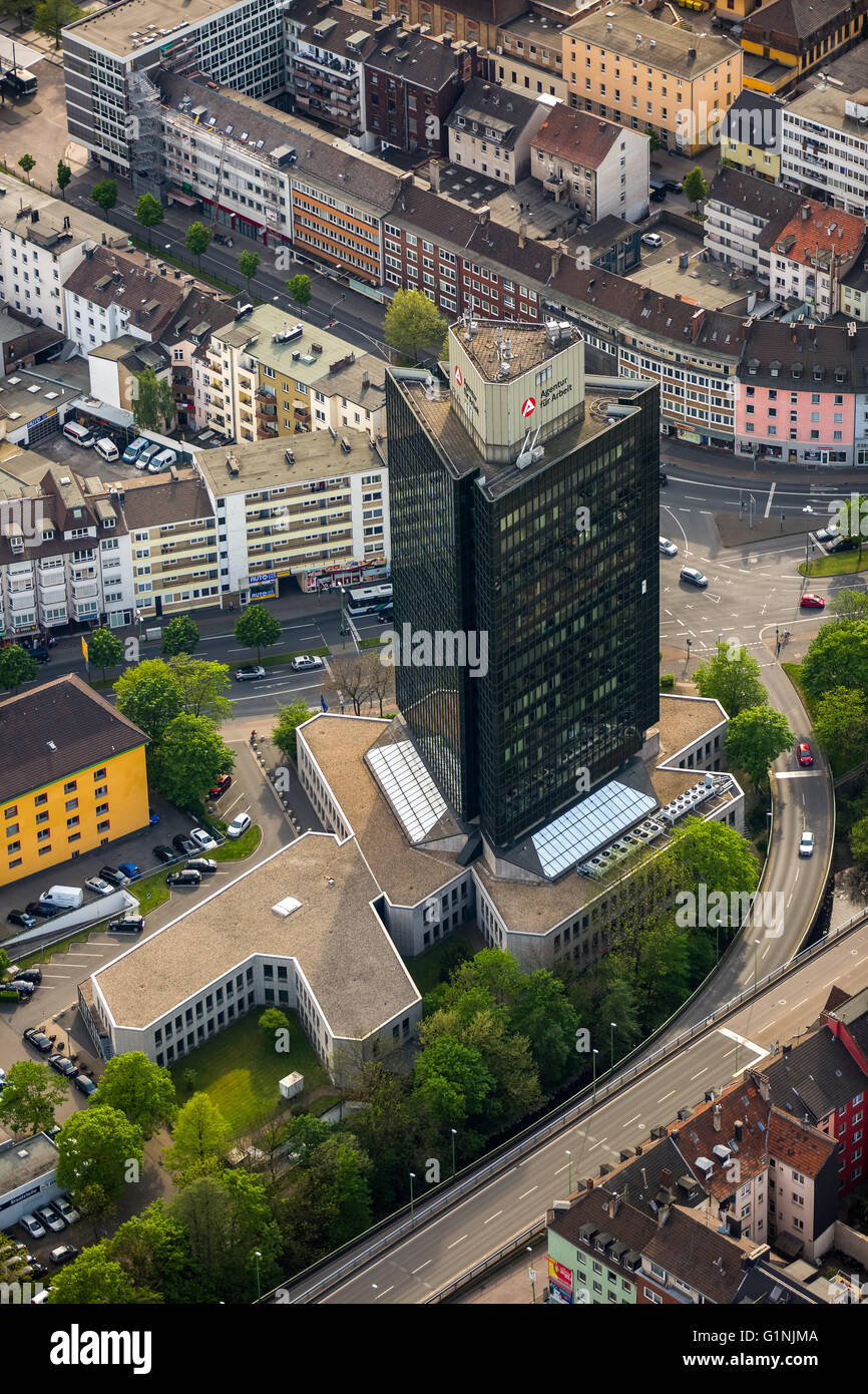 Luftaufnahme, Arbeitsagentur Hagen, Arbeitsagentur, Job-Center, Büroturm Altenhagen Körnerstraße, Hagen, Ruhr, Stockfoto