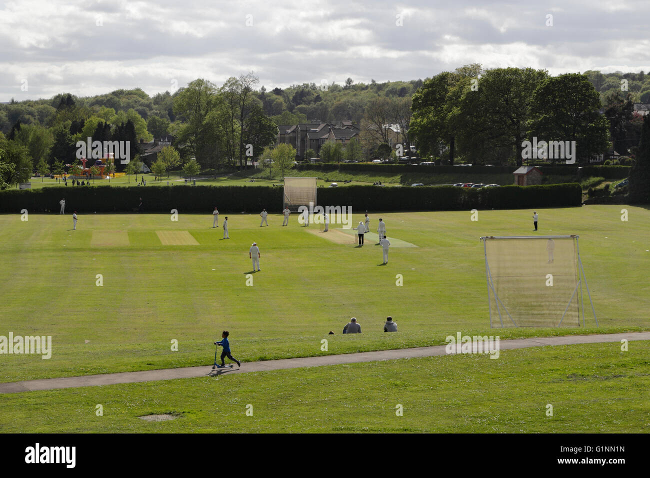 Lokalen Cricket-Match im Millhouses Park Sheffield England Stockfoto