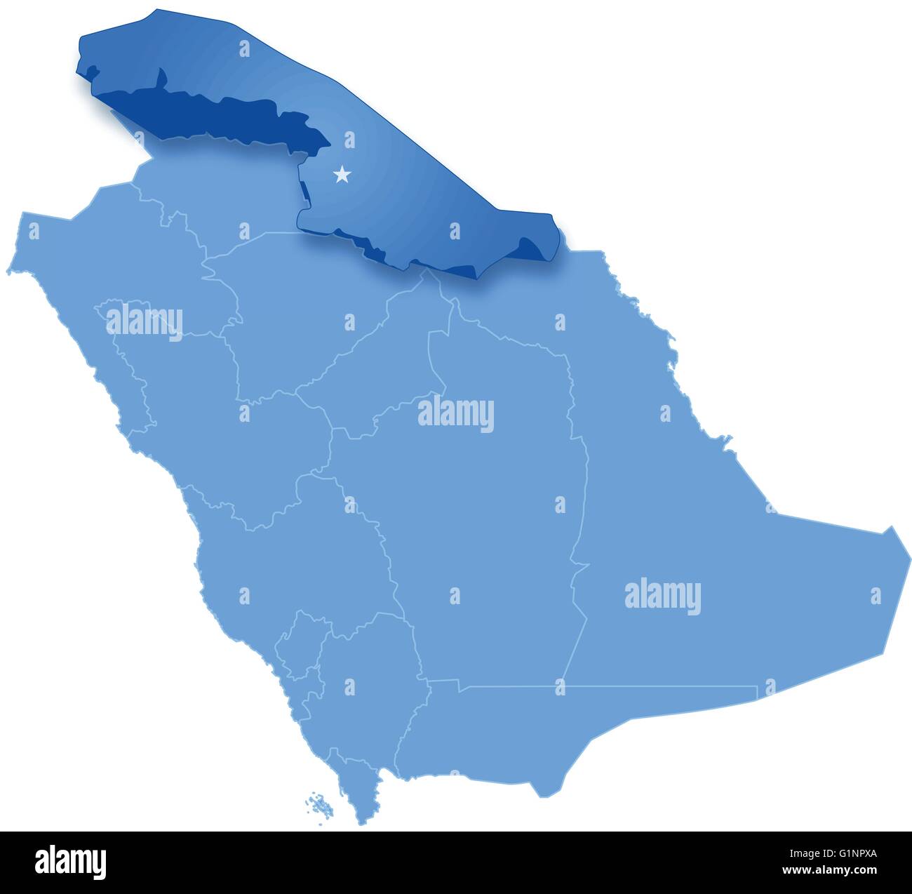 Karte von SaudiArabien, der Region, die Nordgrenze, isoliert auf