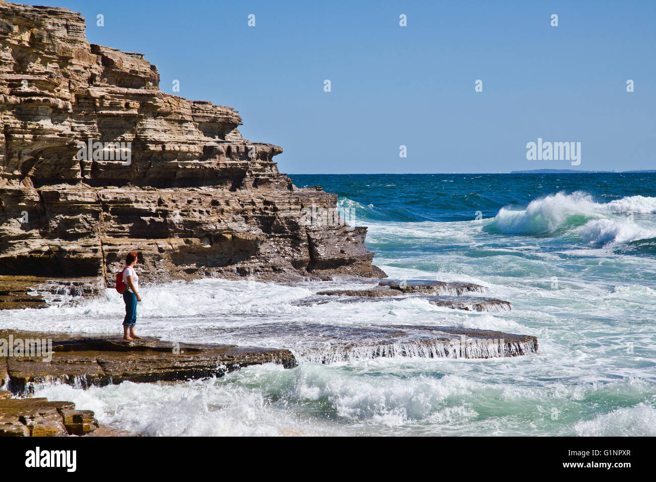 Australien, New South Wales, Central Coast, Bouddi Nationalpark, rock-Plattform am Bullimah Beach Stockfoto