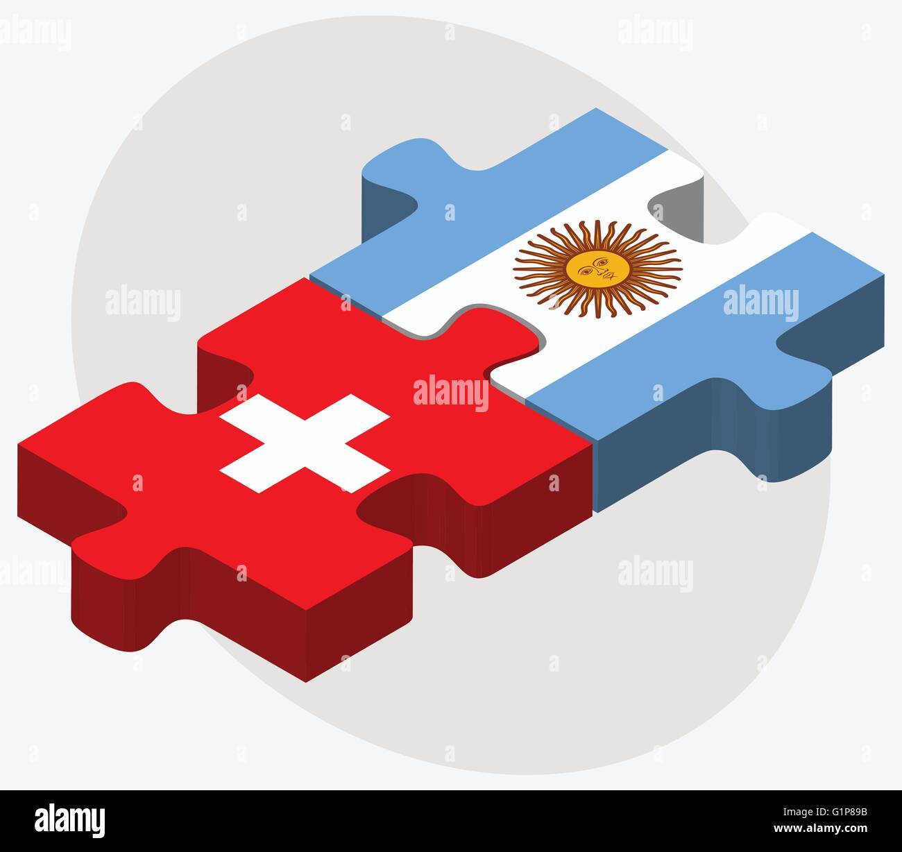 Der Schweiz und Argentinien Flaggen in puzzle isolierten auf weißen Hintergrund Stock Vektor