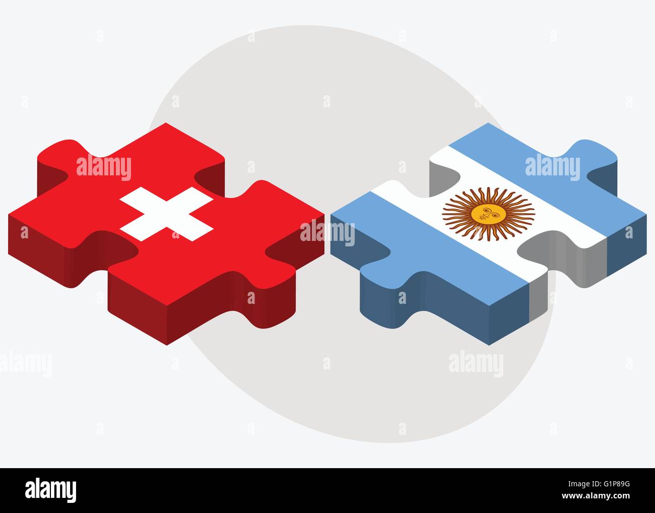 Der Schweiz und Argentinien Flaggen in puzzle isolierten auf weißen Hintergrund Stock Vektor