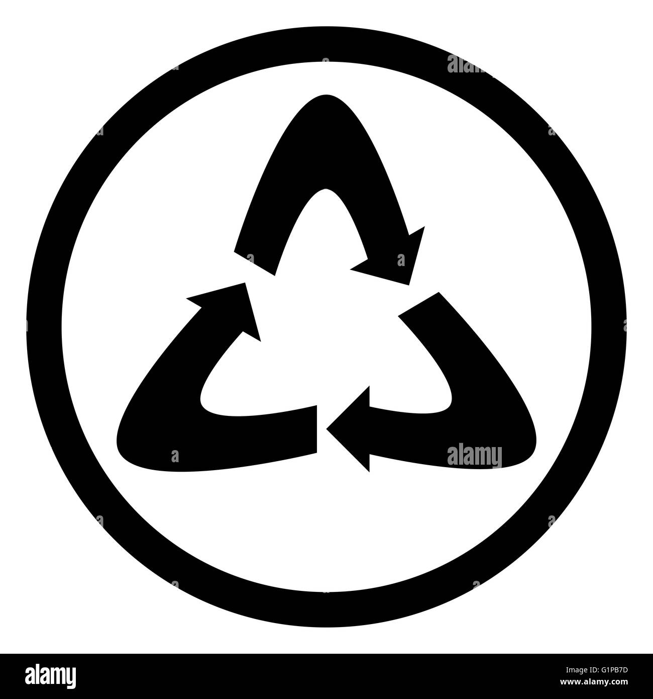 Recycling-Symbol schwarz. Papierkorb Logo und Symbol Papierkorb, Recycling-Symbol und Umwelt, Öko-Natur-Symbol. Vektor-flaches Design-Fittings Stockfoto