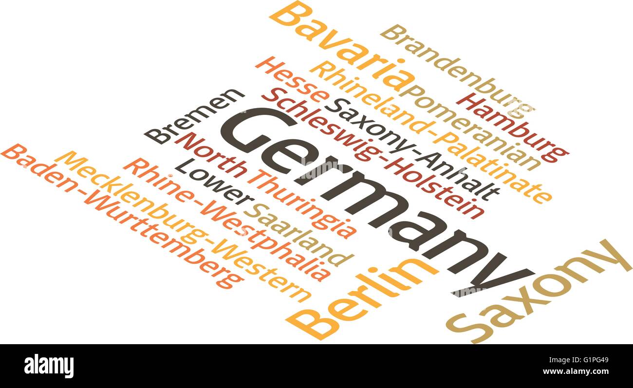 Abbildung in Wortwolken der wichtigsten Unterteilungen von Deutschland Stock Vektor