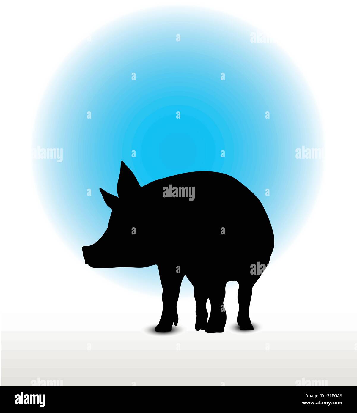 Vektor-Bild, Schwein Silhouette, stehend, isoliert auf weißem Hintergrund Stock Vektor