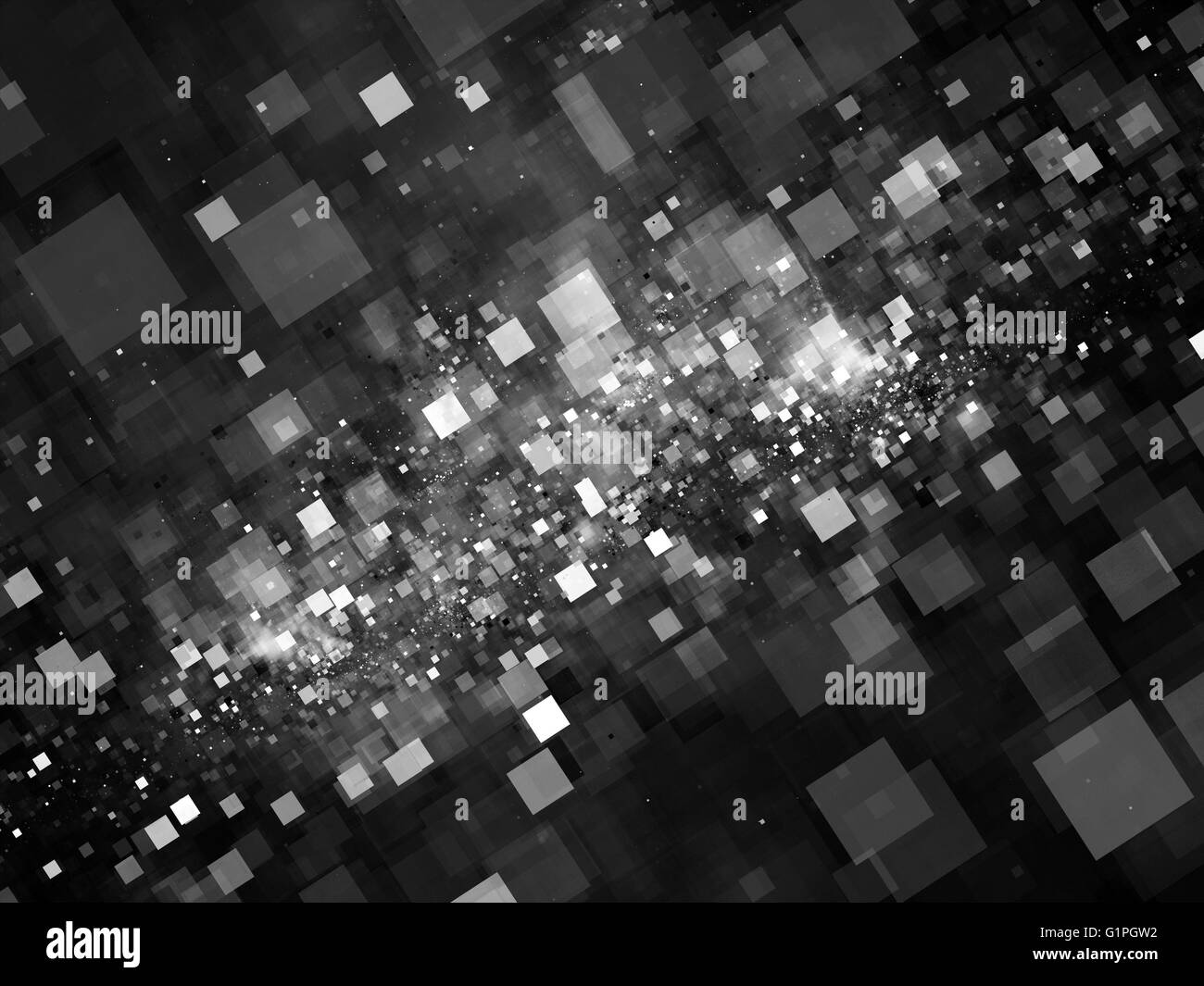 Leuchtende Quadrate im Raum abstrakten Hintergrund, Computer generierte Intensität Karte Stockfoto