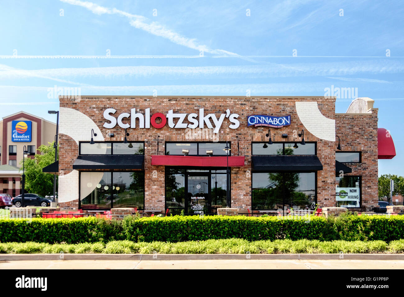Außen vorne Schlotzsky, ein Restaurant, das köstliche Sandwiches in Oklahoma City, Oklahoma, USA. Stockfoto