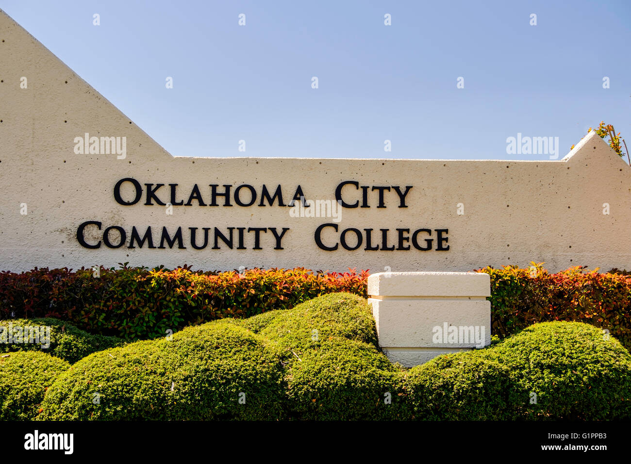 Eingangsschild in Oklahoma City Community College, OCCC in Oklahoma City, Oklahoma, USA. Stockfoto