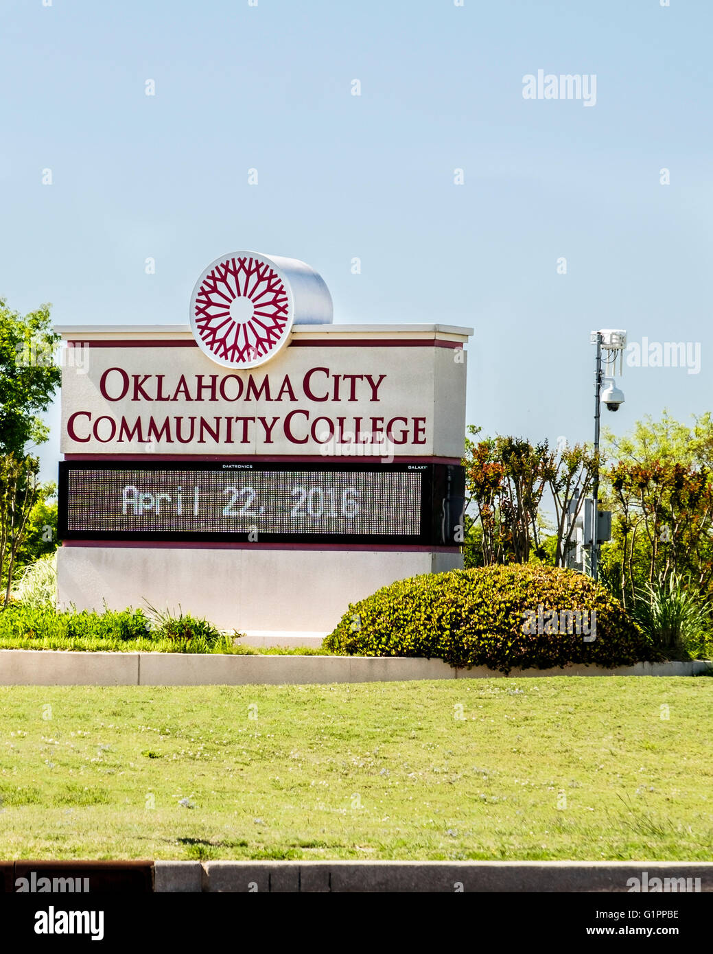 Ein Ortseingangsschild, Oklahoma City Community College in Oklahoma City, Oklahoma, USA. Stockfoto