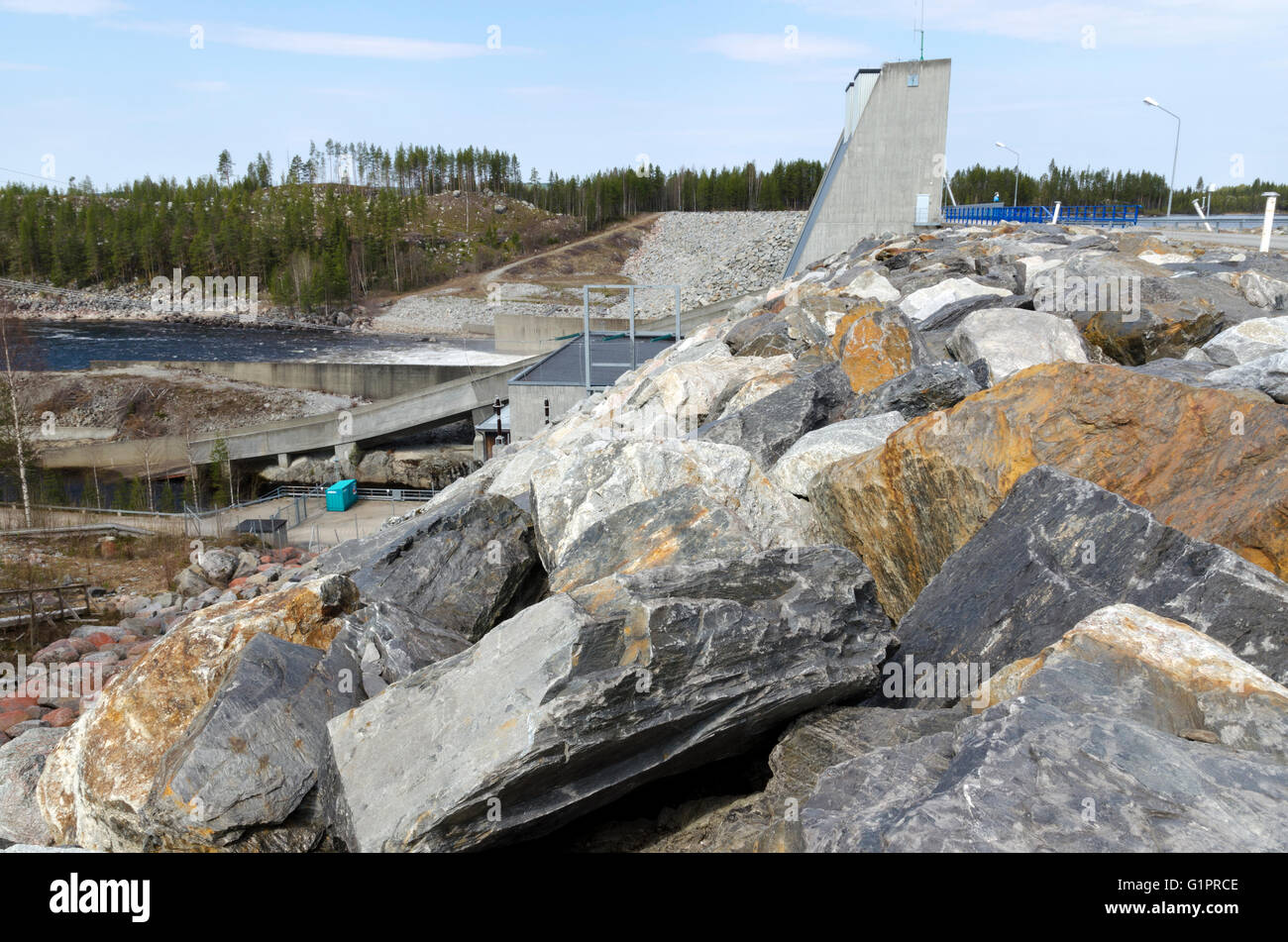 Wasserkraftwerk aus Nordschweden. Stockfoto
