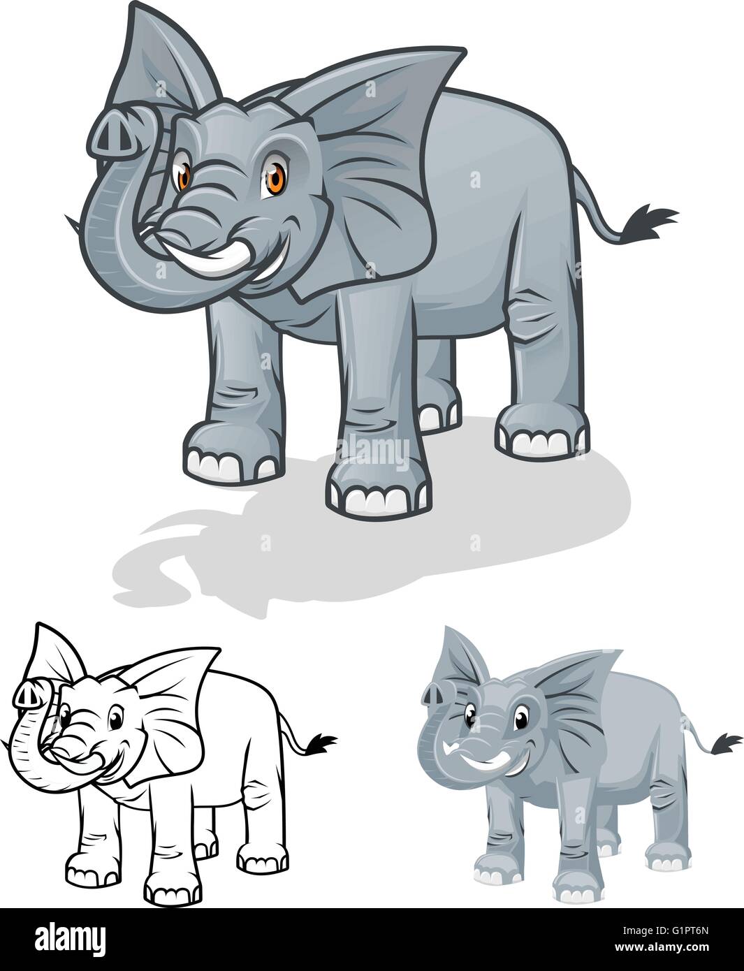 Qualitativ hochwertige Elephant Cartoon Charakter Vektor-Illustration Stock Vektor
