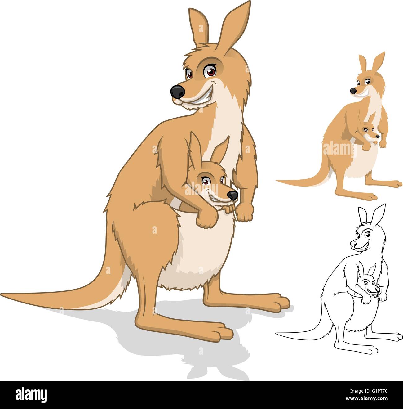 Qualitativ hochwertige Känguru mit Baby cartoon Charakter-Vektor-illustration Stock Vektor