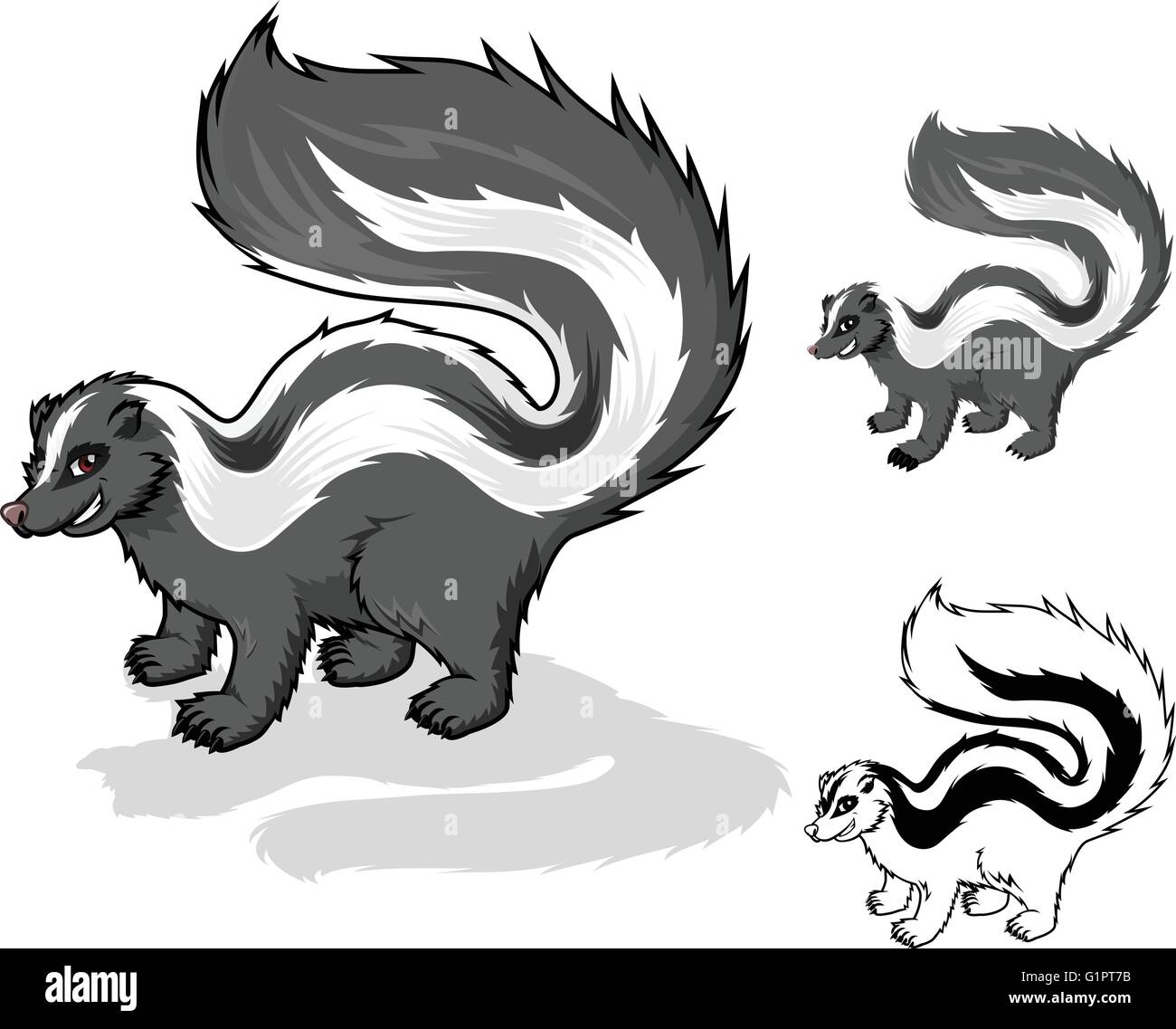 Skunk-Cartoon-Charakter-Vektor-Illustration Stock Vektor