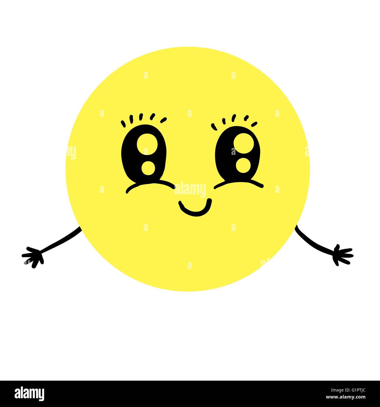 Niedlich Lächeln Emoticon mit Umarmungen, Vektor-Zeichen Stock Vektor