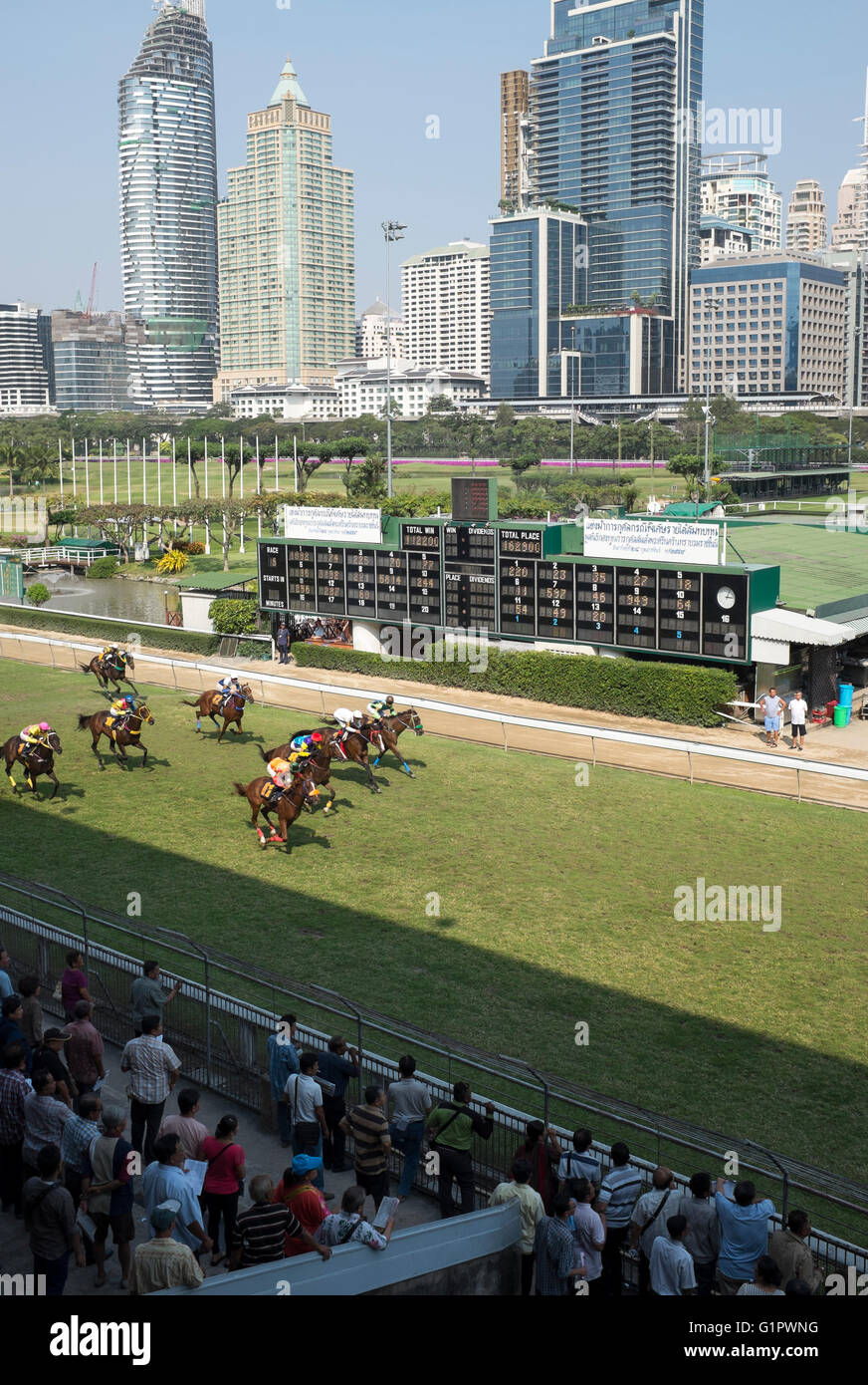 Pferderennen im Royal Bangkok Sportclub in Bangkok Thailand Stockfoto