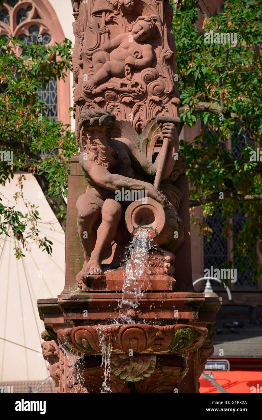 Liebfrauenberg Brunnen, Frankfurt am Main, Hessen, Deutschland Stockfoto