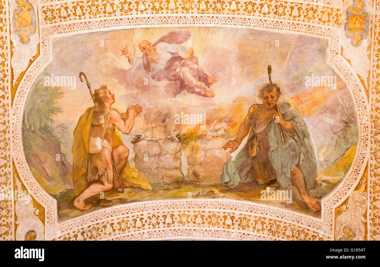 Rom, Italien - 11. März 2016: Opfer von Kain und Abel von V. Salimbeni (1568-1613) und B. Croce (1558-1628). Stockfoto