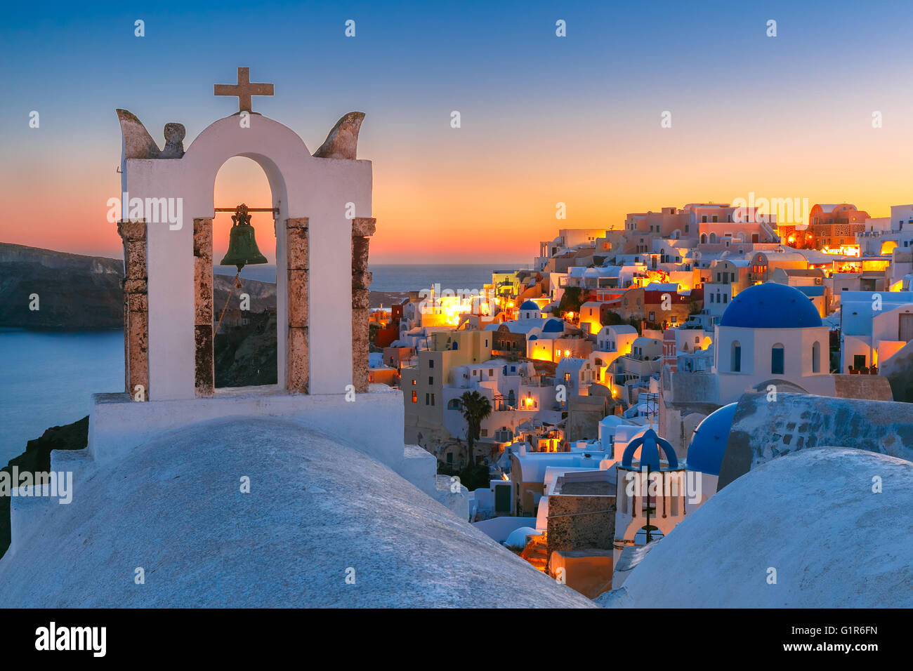 Malerische Aussicht von Oia, Santorini, Griechenland Stockfoto