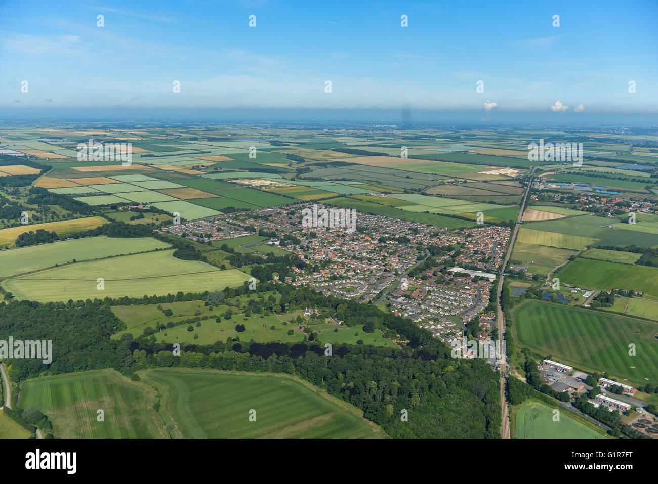 Eine Luftaufnahme des Lincolnshire Dorf Metheringham und Umland Stockfoto