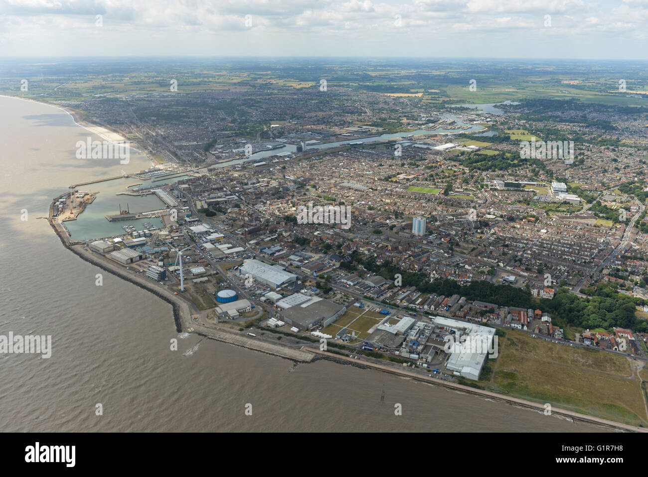 Eine Luftaufnahme des Suffolk Stadt von Lowestoft Stockfoto