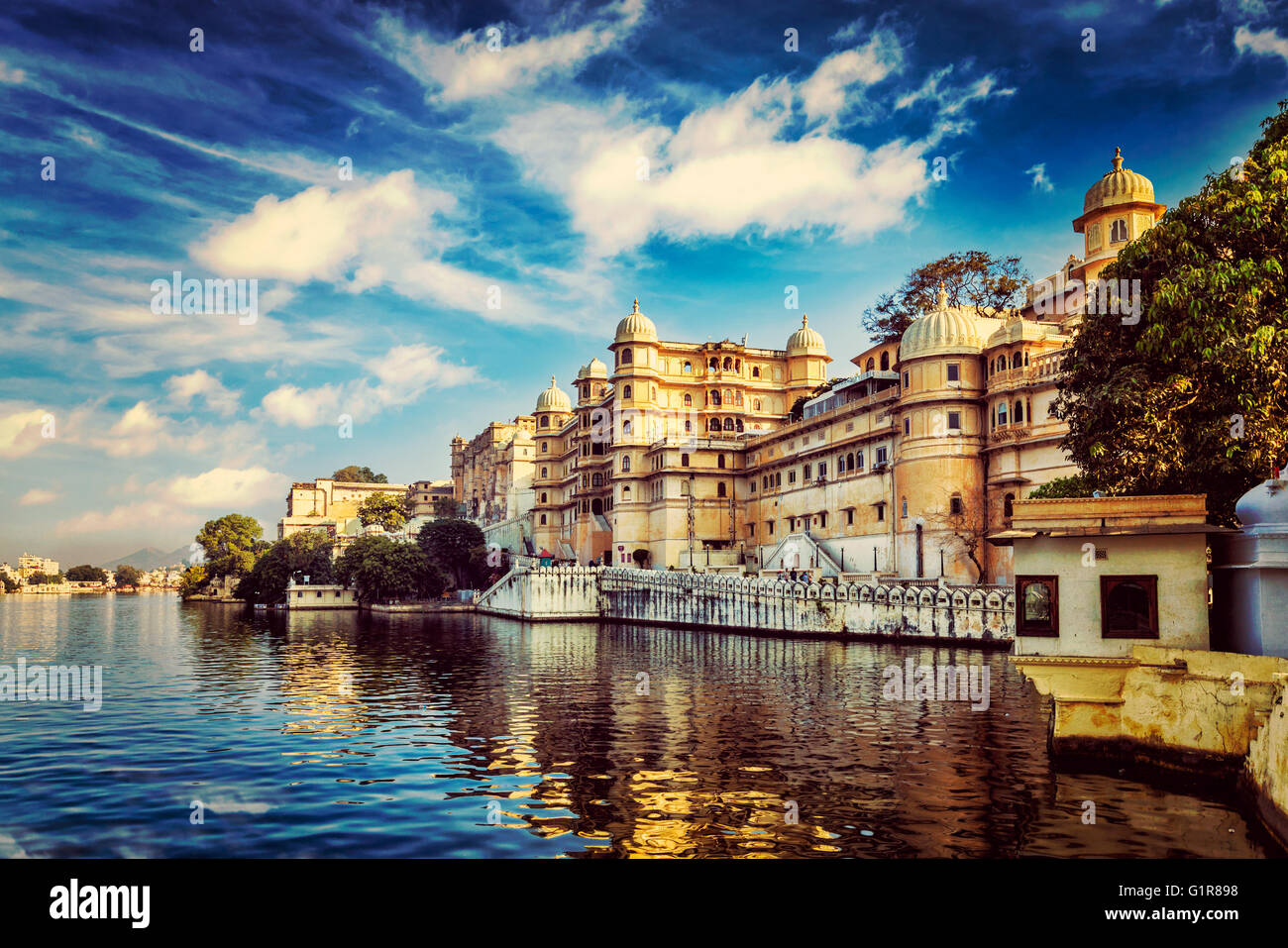 Stadtschloss. Udaipur, Indien Stockfoto