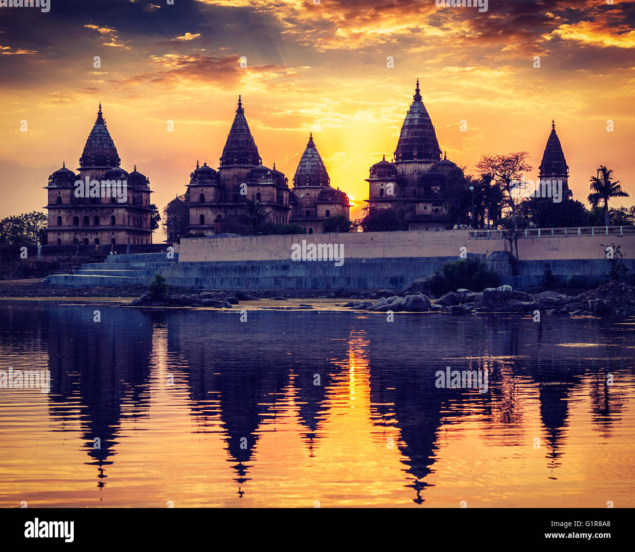 Königliche Ehrenmale von Orchha, Madhya Pradesh, Indien Stockfoto