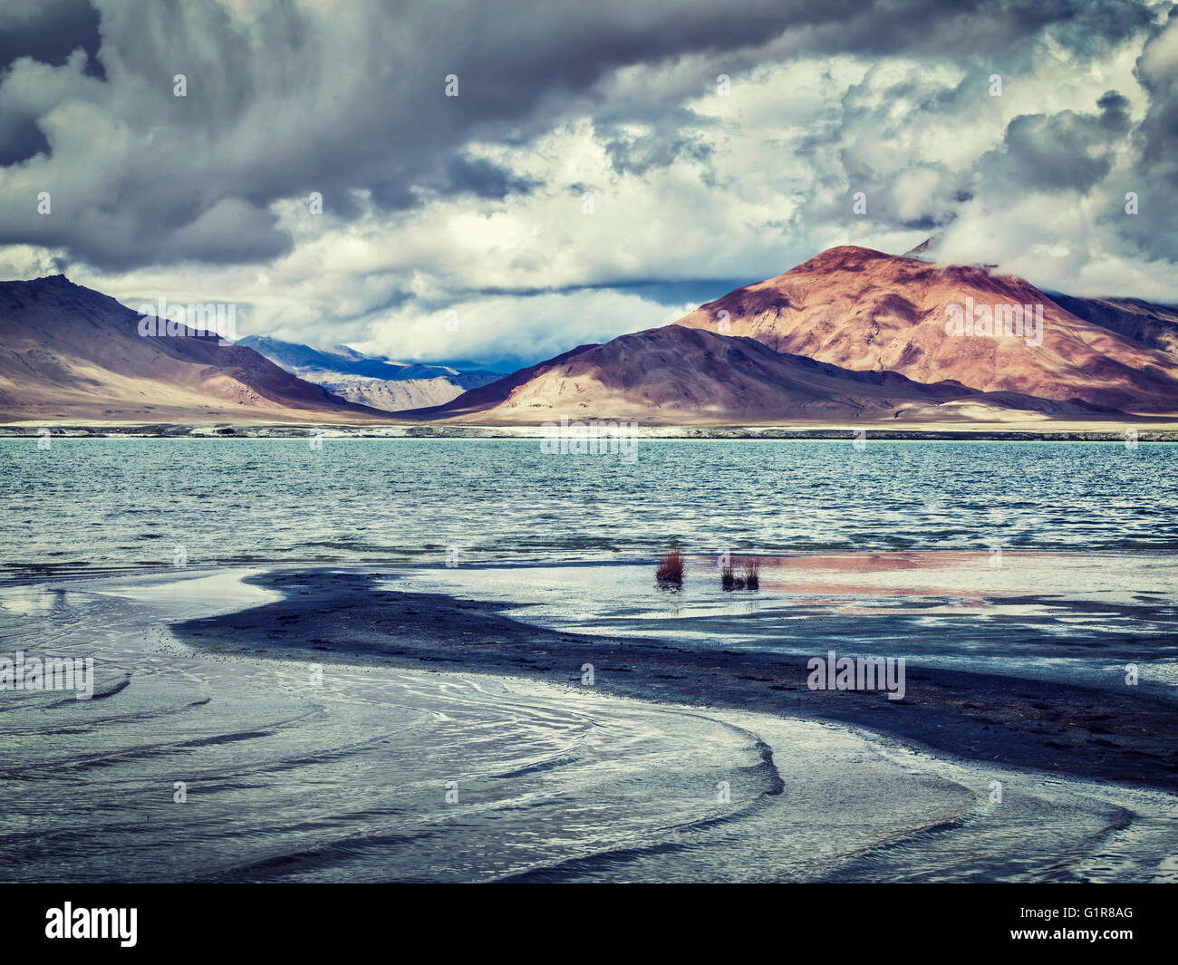 Salt Lake Tso Kar im Himalaya. Ladakh, Indien Stockfoto